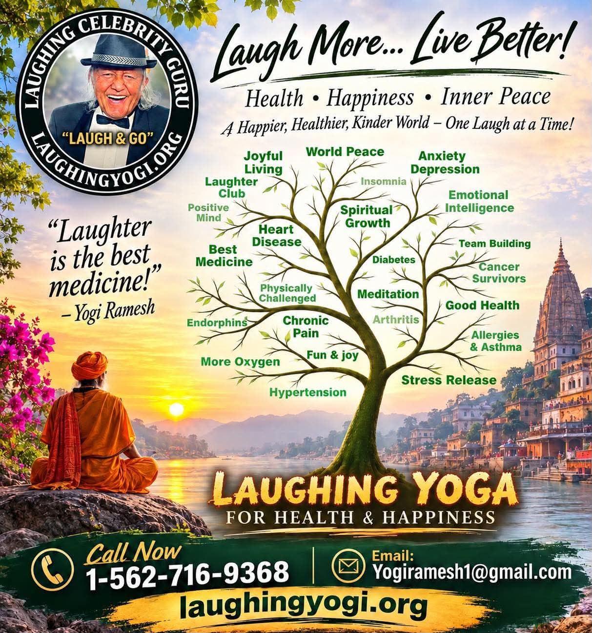 Tree of Laughter Yoga Benefits Infographic Poster